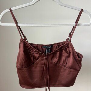 Forever 21 Satin-Look Ruched Cami Crop Top
